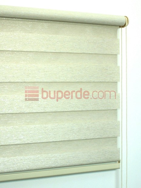 Simli Ekru Bambu Zebra Perde NS1102