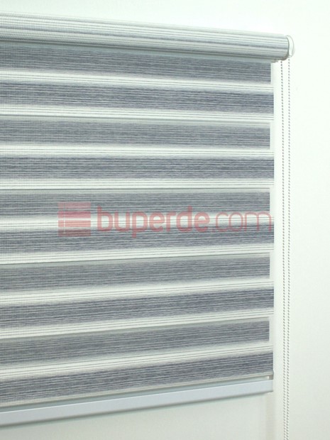 Gri Beyaz Geçişli Bambu Zebra Perde NS1304