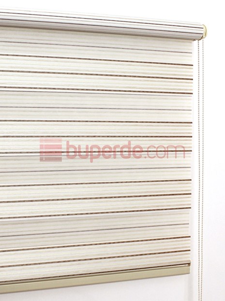 Krem Kahve Beyaz Pilise Zebra Perde NS3401