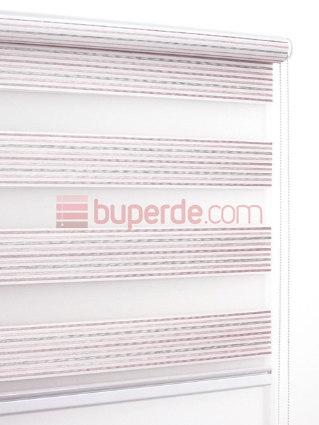 Pembe Pudra Beyaz Pilise Zebra Perde NS3402 