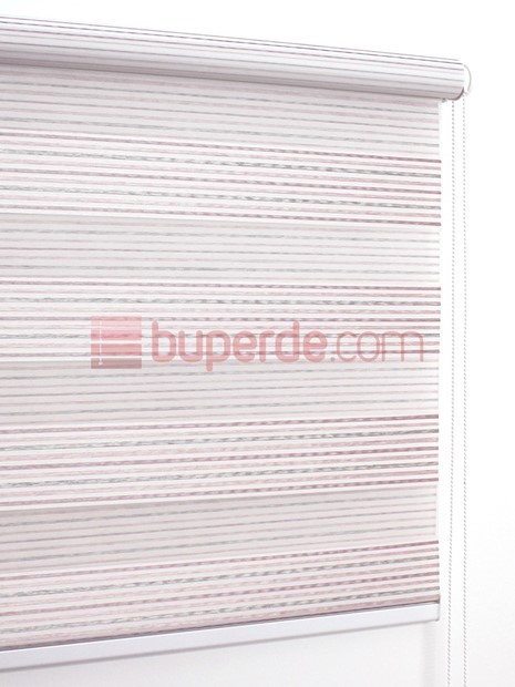 Pembe Pudra Beyaz Pilise Zebra Perde NS3402