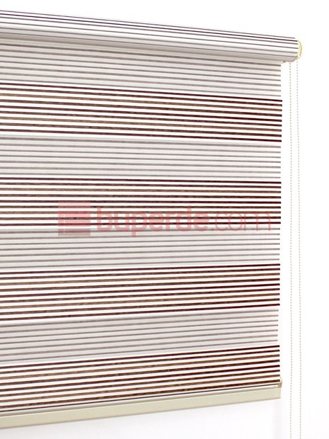 Kahverengi Beyaz Pilise Zebra Perde NS3404
