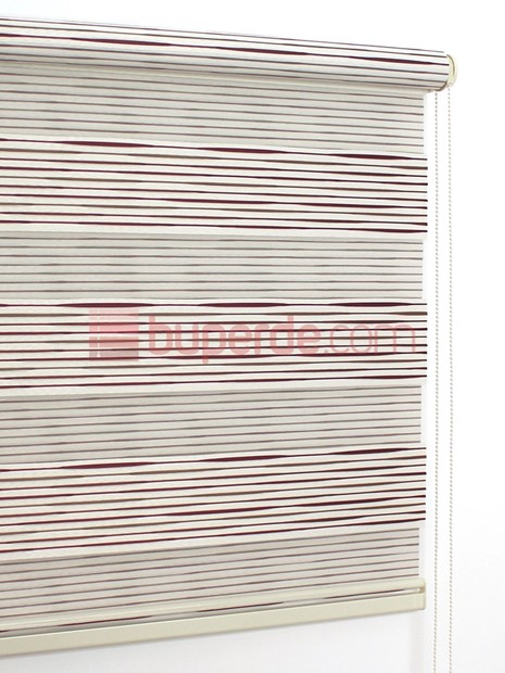 Bordo Kahve Ekru Boğumlu Pilise Zebra Perde NS3505