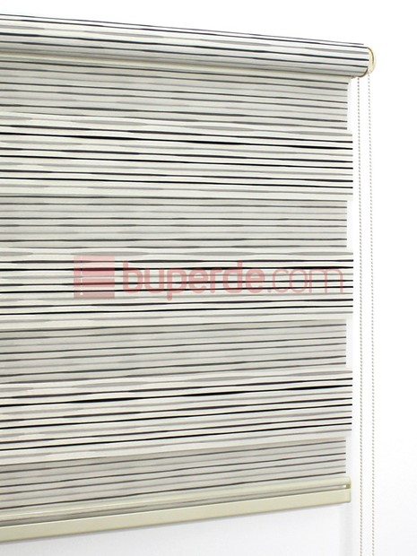 Gri Siyah Ekru Boğumlu Pilise Zebra Perde NS3506