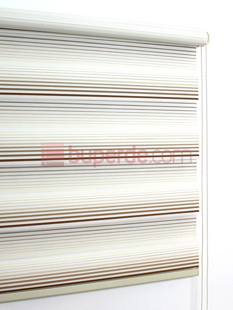 Ekru Krem Açık Kahve Degrade Pilise Zebra Perde NS3602