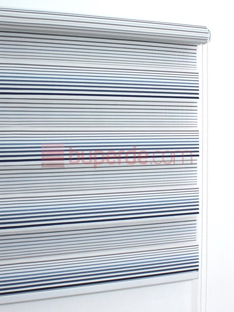 Açık Gri Mavi Lacivert Degrade Pilise Zebra Perde NS3603