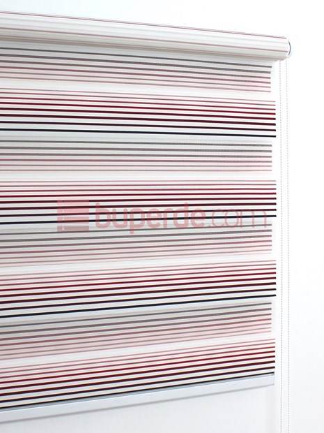 Beyaz Kırmızı Siyah Degrade Pilise Zebra Perde NS3604